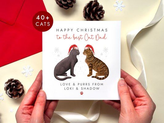 Personalised Cat Dad Christmas Card from Two Cats