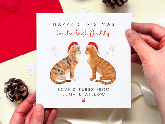 Personalised Cat Dad Christmas Card from Two Cats