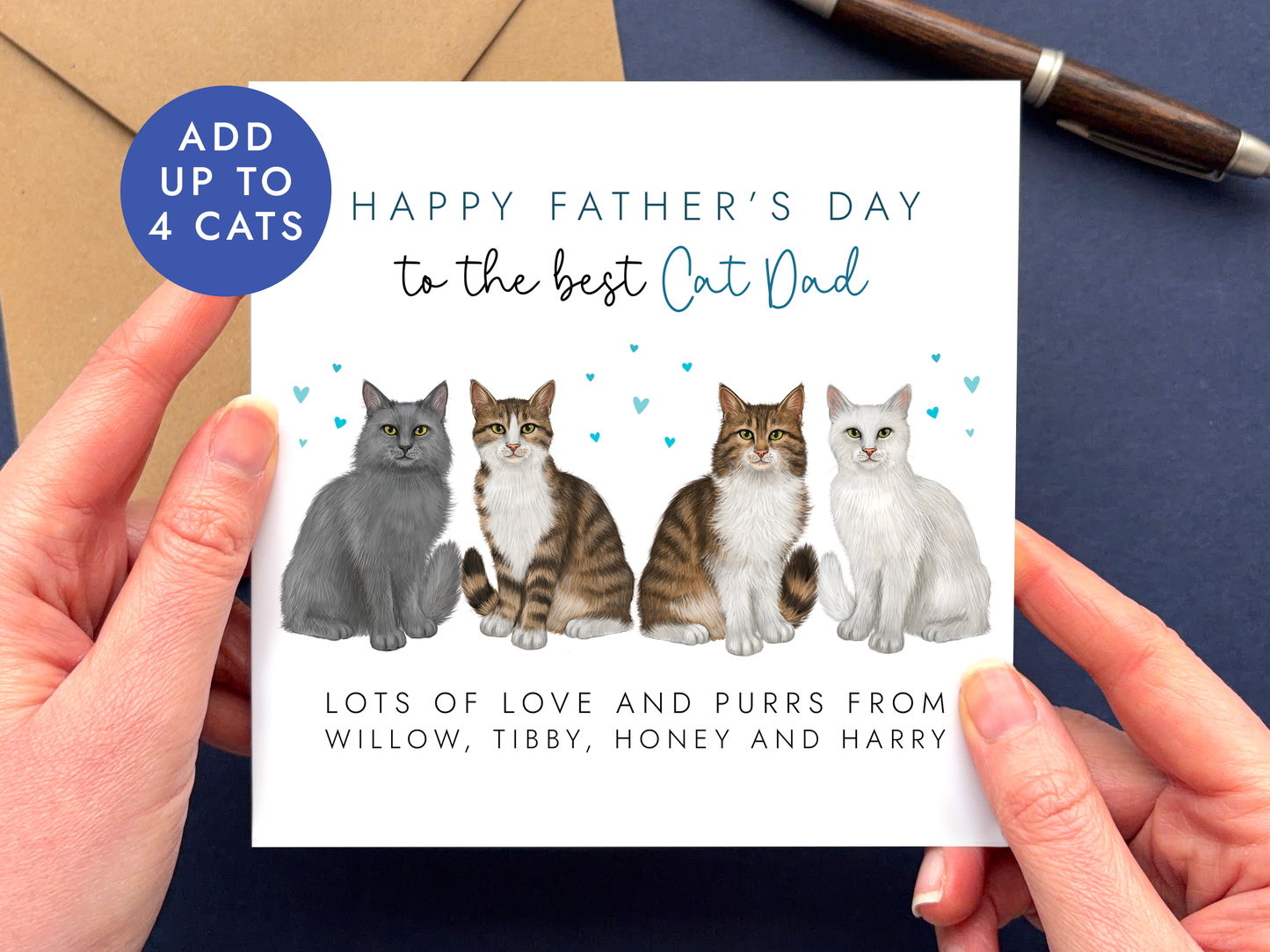 Personalised Cats Father's Day Card for Cat Dad