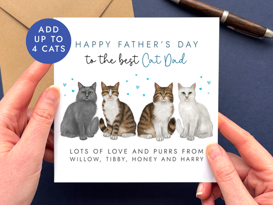 Personalised Cats Father's Day Card for Cat Dad