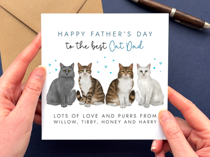 Personalised Cats Father's Day Card for Cat Dad