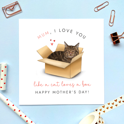 Personalised Tabby Cat Mother's Day Card for Mum