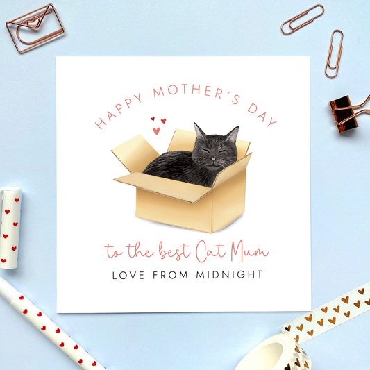 Personalised Black Cat Mother's Day Card for Cat Mum