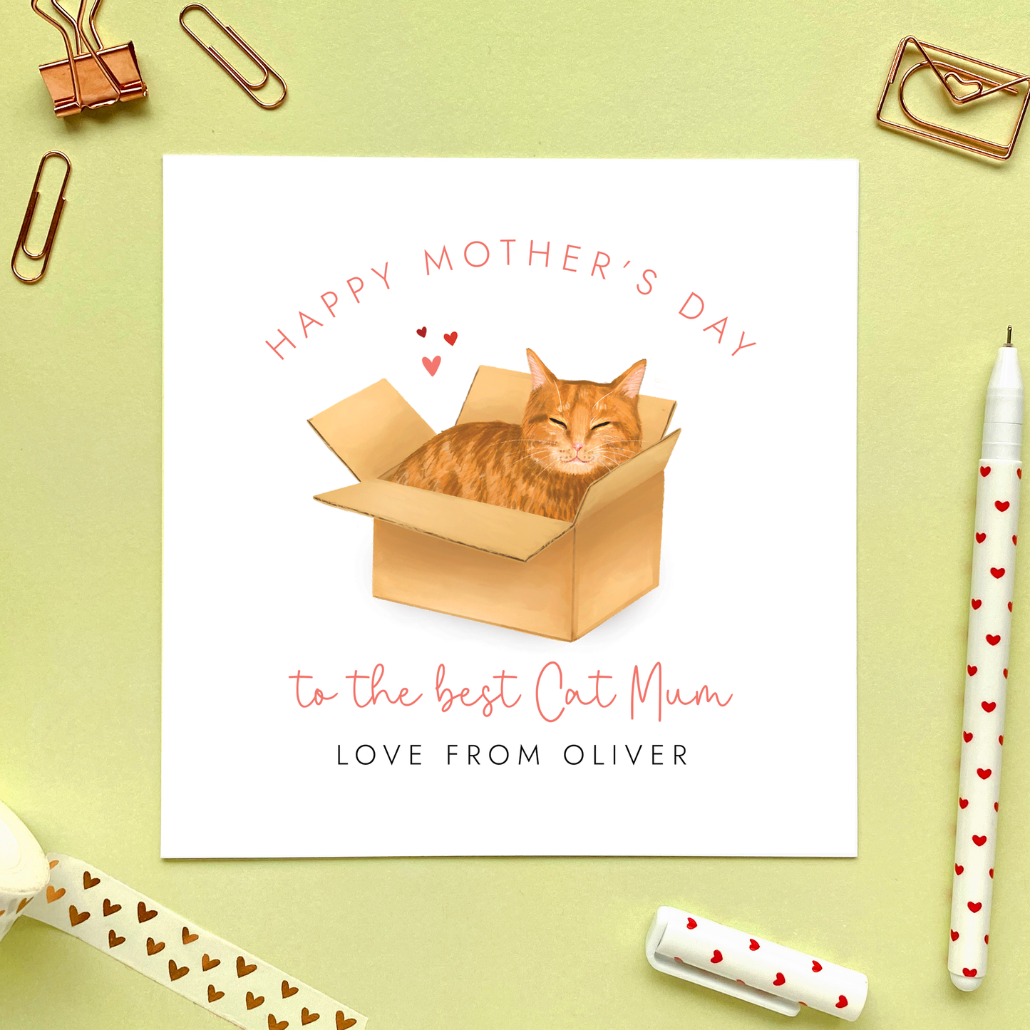 Personalised Ginger Tabby Cat Mother's Day Card for Cat Mum, From the Cat Card