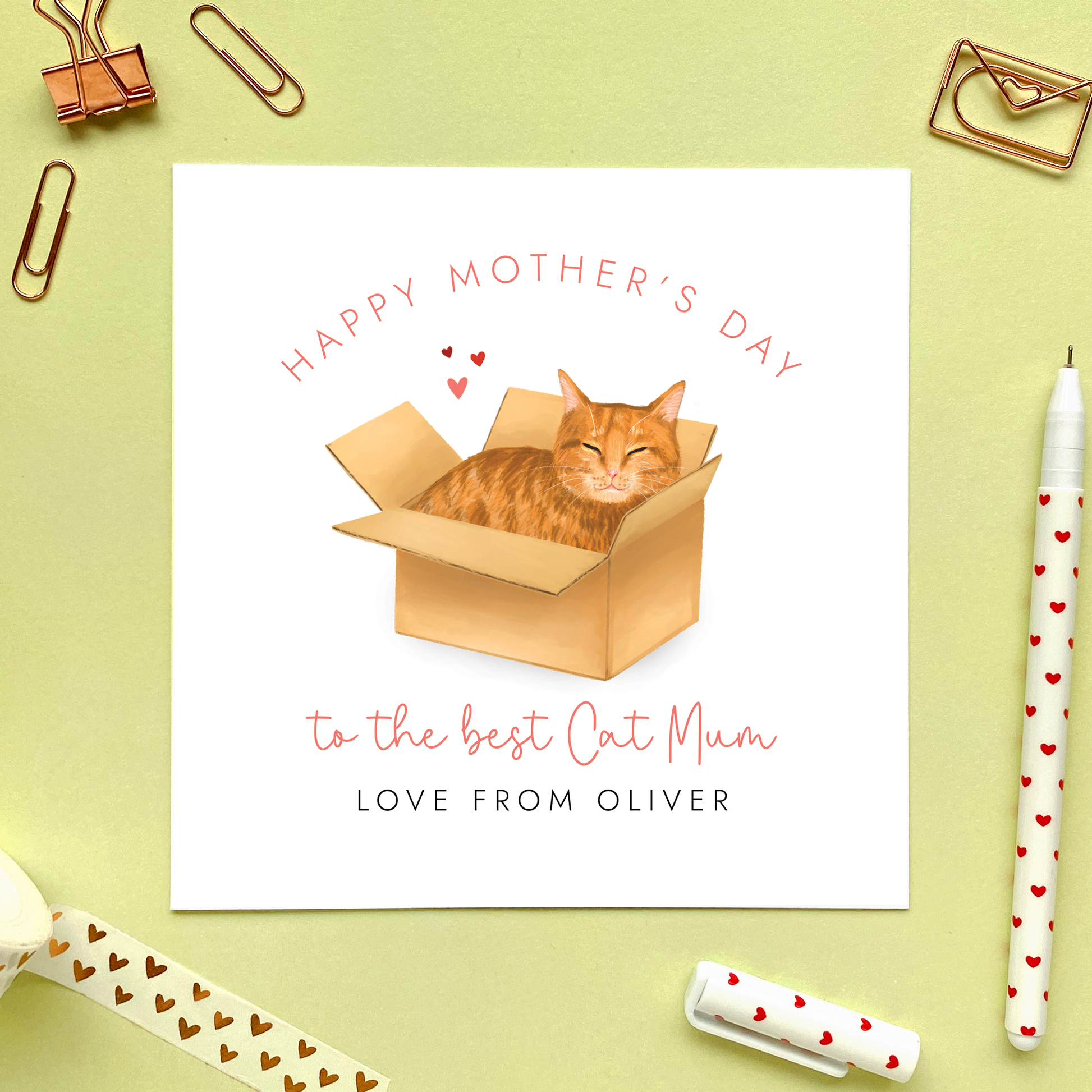 Personalised Ginger Tabby Cat Mother's Day Card for Cat Mum, From the Cat Card