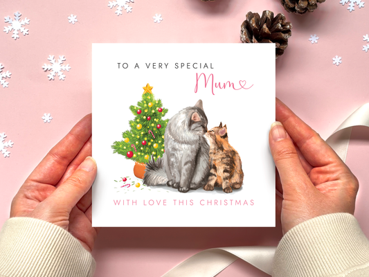 Cats Christmas Card for Mum