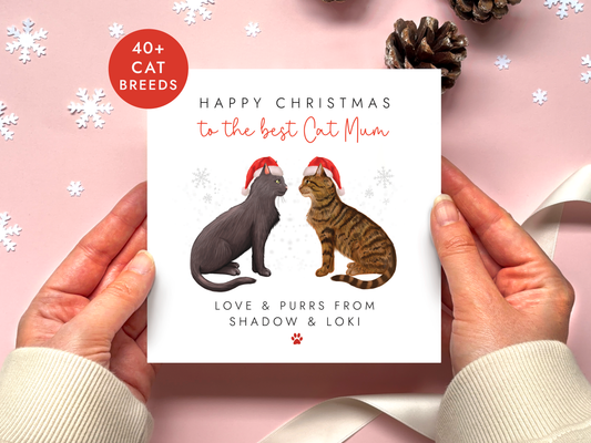 Personalised Cat Mum Christmas Card from Two Cats
