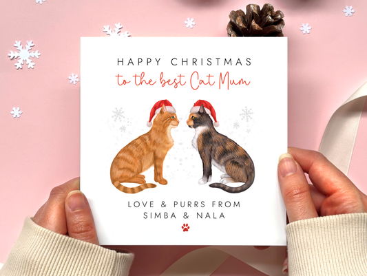Personalised Cat Mum Christmas Card from Two Cats