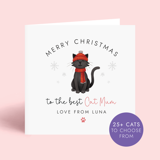 Personalised From the Cat Christmas Card for Cat Mum