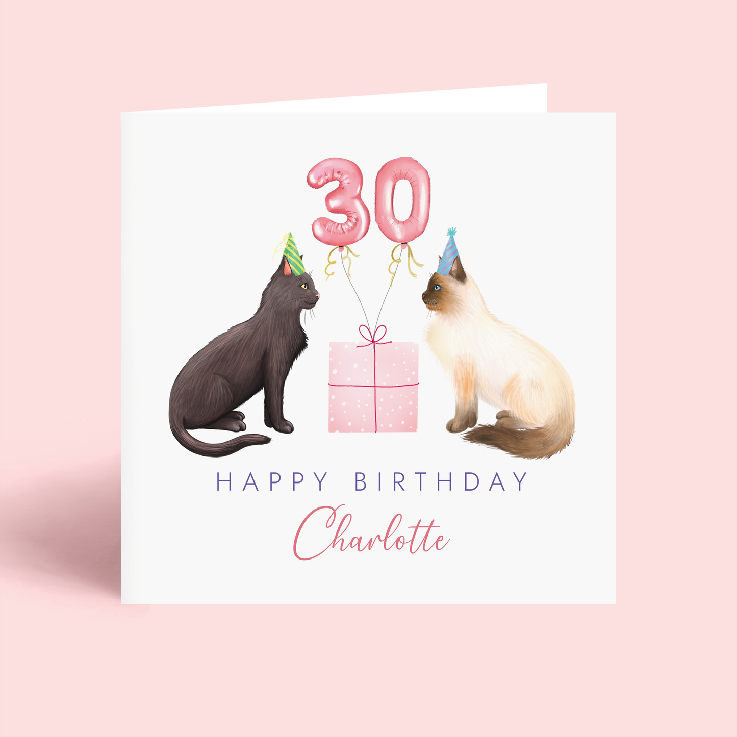 Personalised Cats Any Age Birthday Card for Her