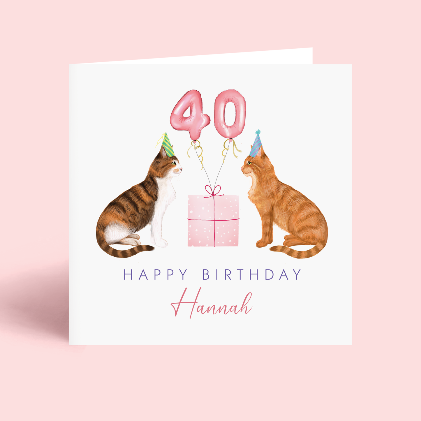Personalised Cats Any Age Birthday Card for Her