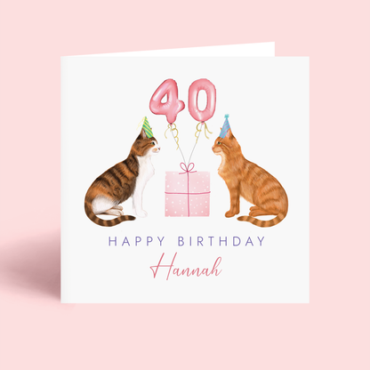 Personalised Cats Any Age Birthday Card for Her
