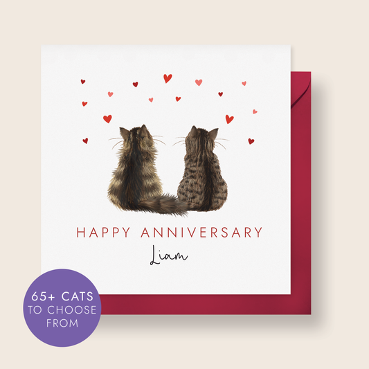 Personalised Cats Anniversary Card for Partner