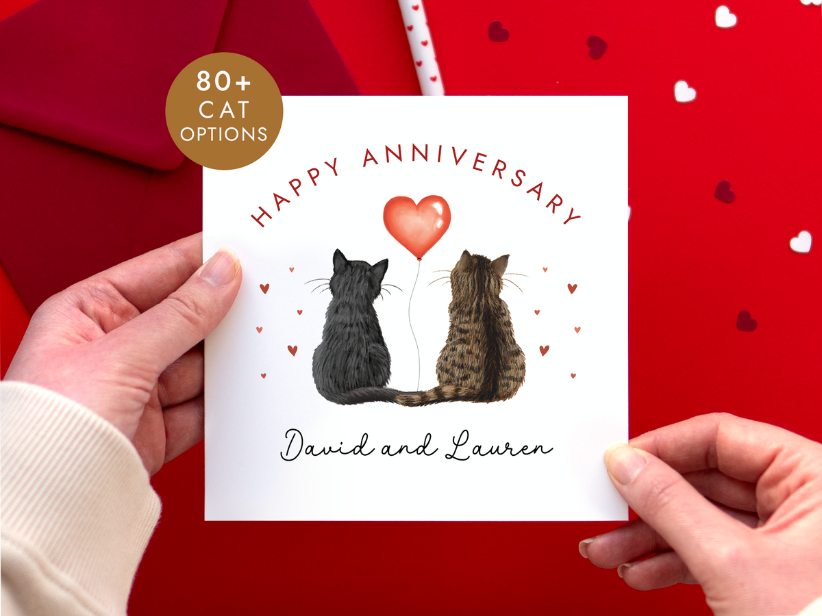 Personalised Cats Anniversary Card for Couple