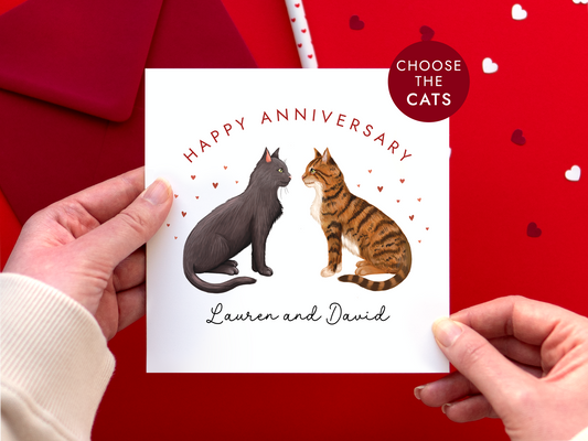 Personalised Cats Anniversary Card for Couple