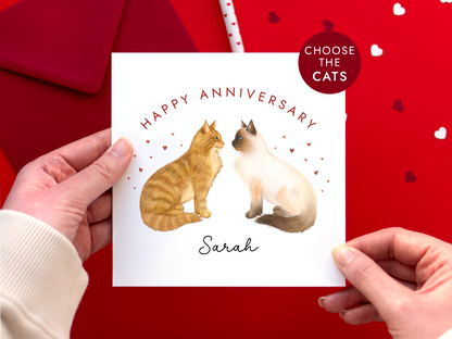 Personalised Cats Anniversary Card for Partner