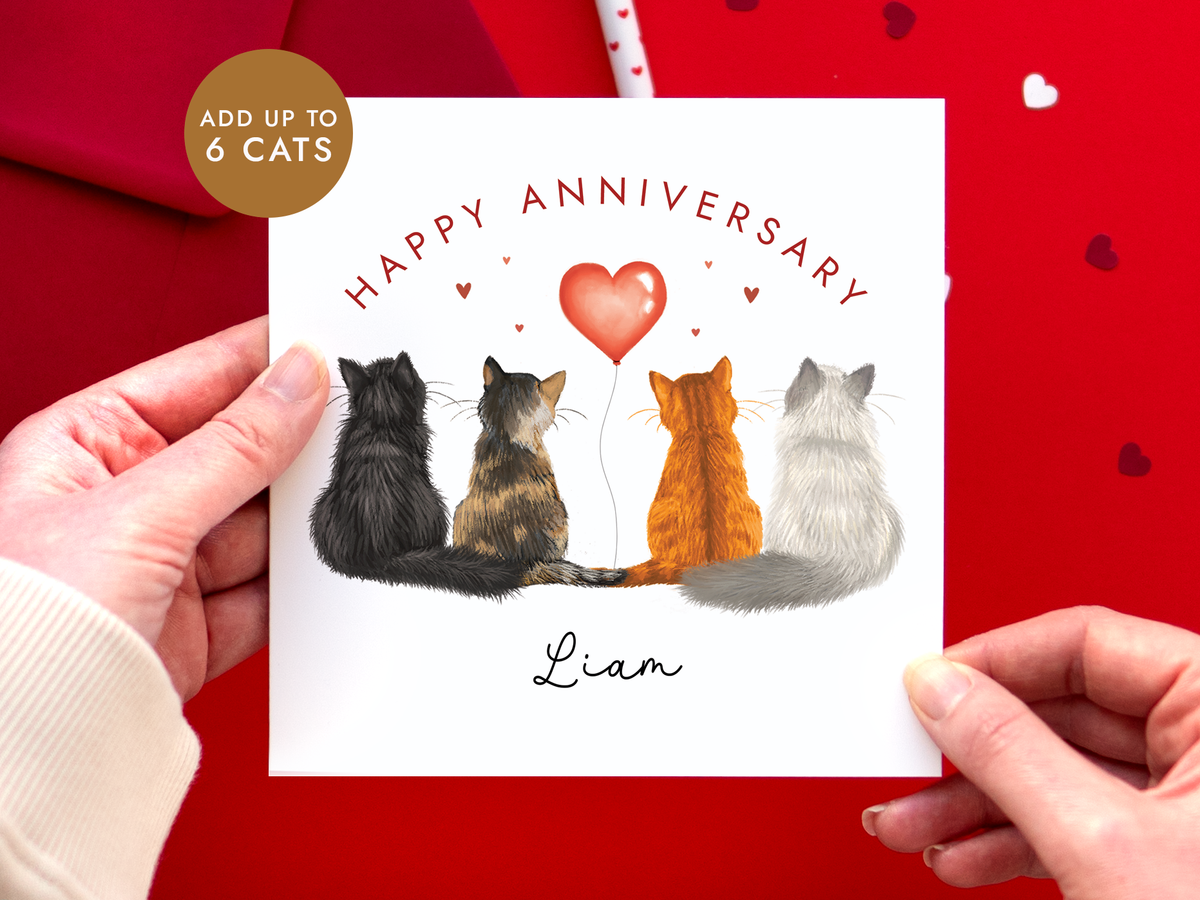 Personalised Cats Anniversary Card for Couple