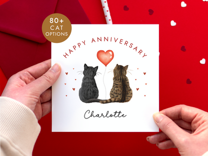 Personalised Cats Anniversary Card for Partner