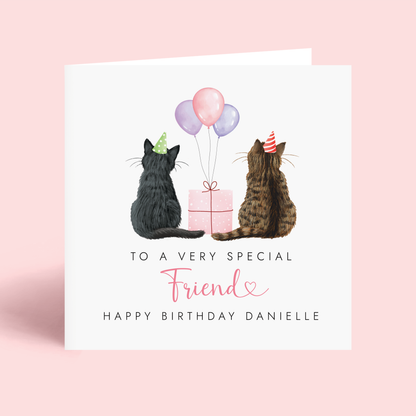 Personalised Cats Birthday Card for Friend