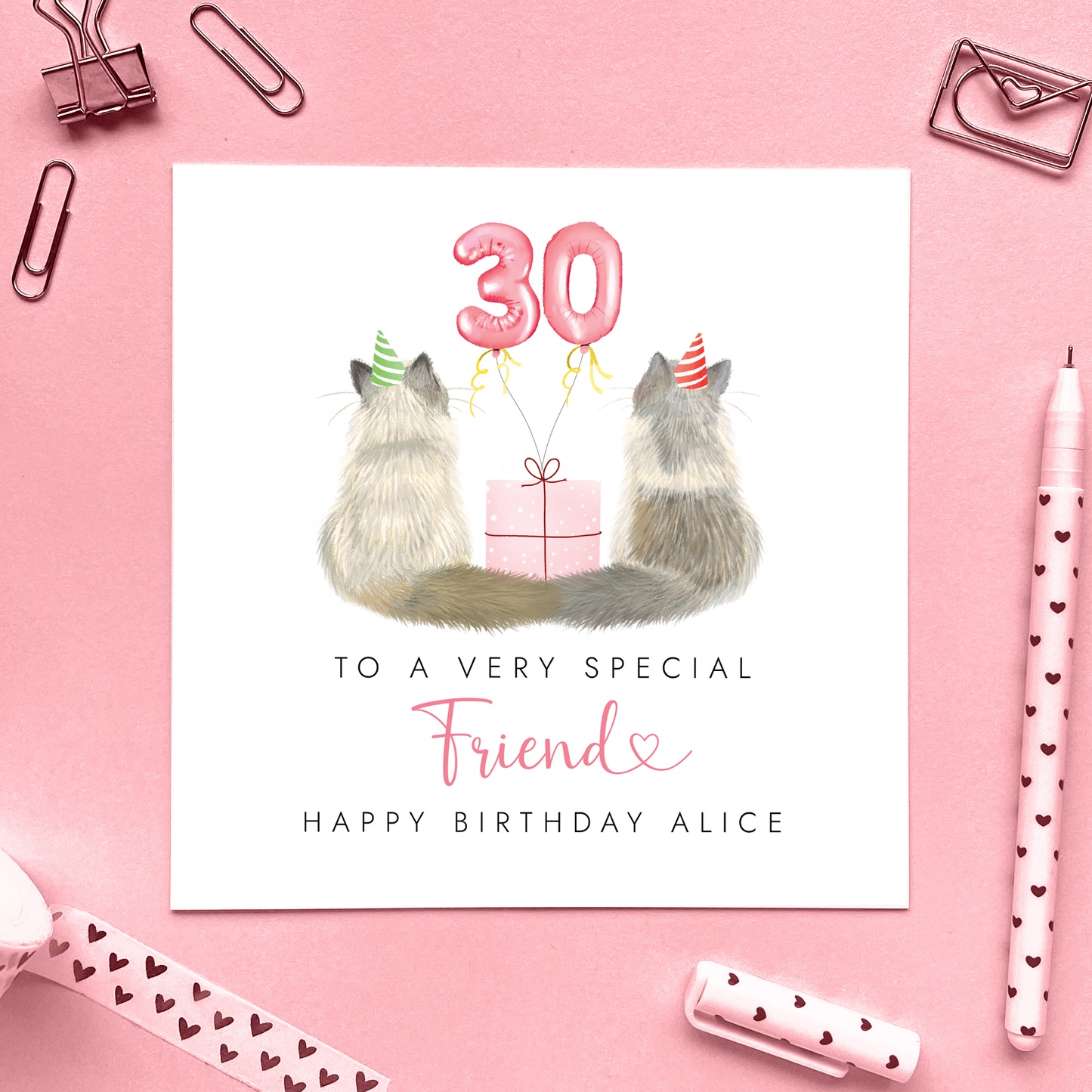 Personalised Cats Birthday Card for Friend