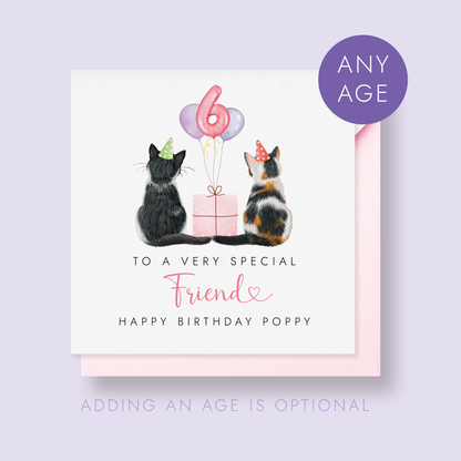 Personalised Cats Birthday Card for Friend