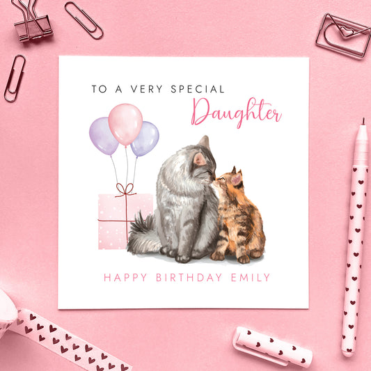 Personalised Cat and Kitten Birthday Card for Daughter
