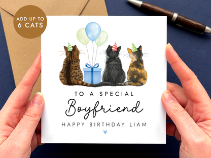 Personalised Cat Birthday Card for Boyfriend