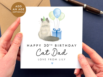 Personalised Cat Dad Birthday Card