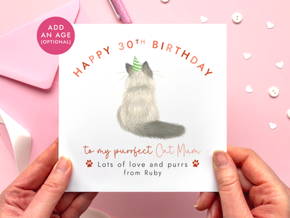 Personalised Cats Birthday Card for Cat Mum