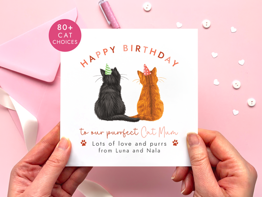 Personalised Cats Birthday Card for Cat Mum