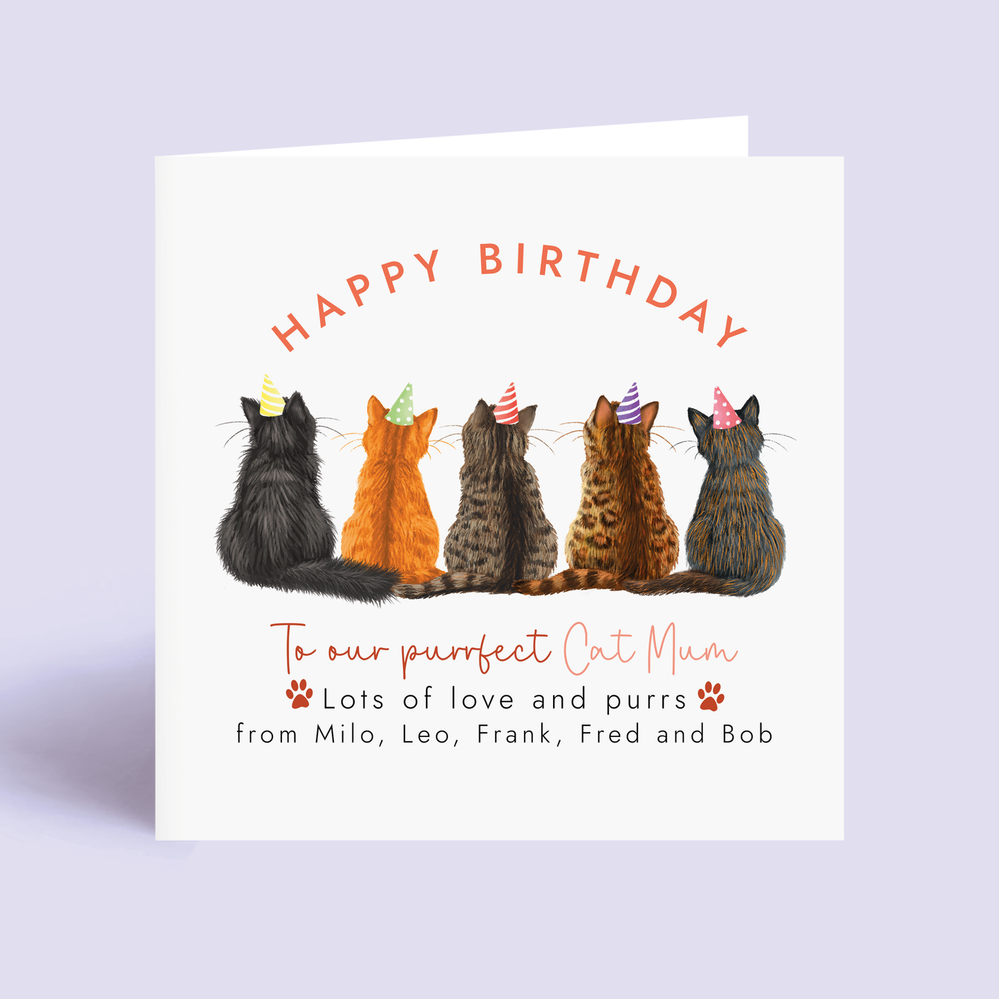 Personalised Cats Birthday Card for Cat Mum from 5 cats