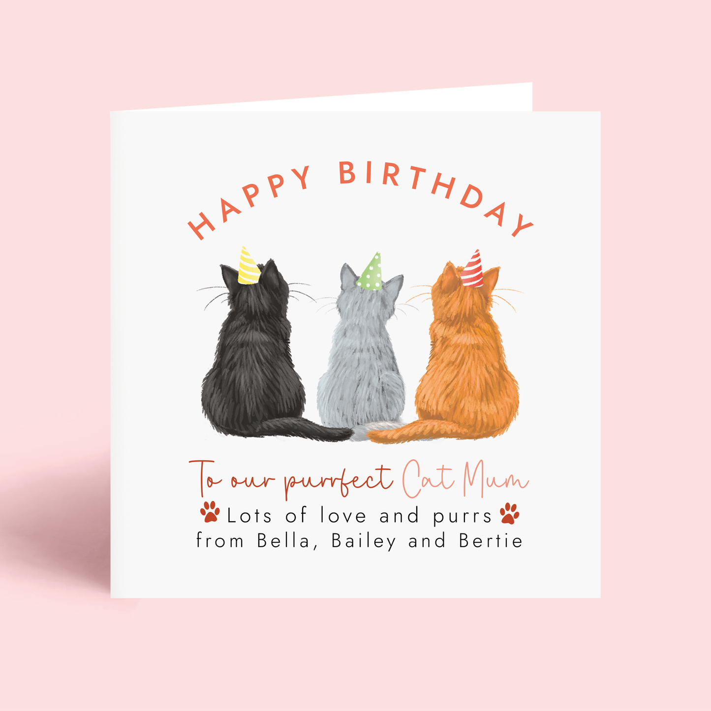Personalised Cats Birthday Card for Cat Mum from 3 cats