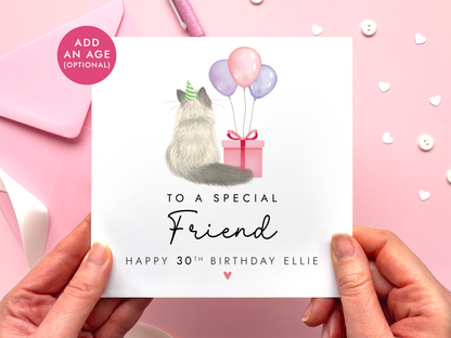 Personalised Cat Birthday Card for Friend