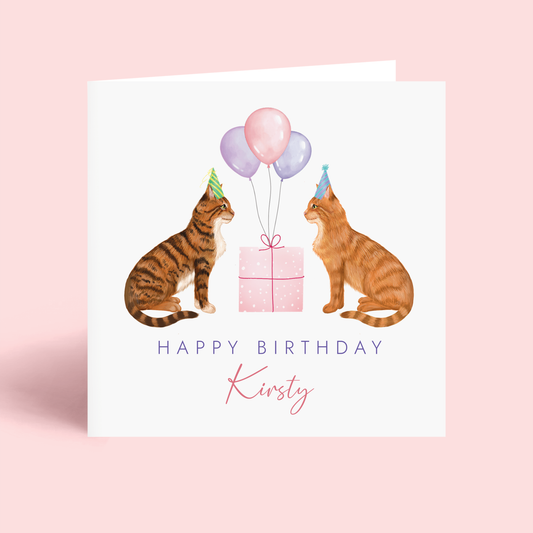 Personalised Cats Any Age Birthday Card for Her