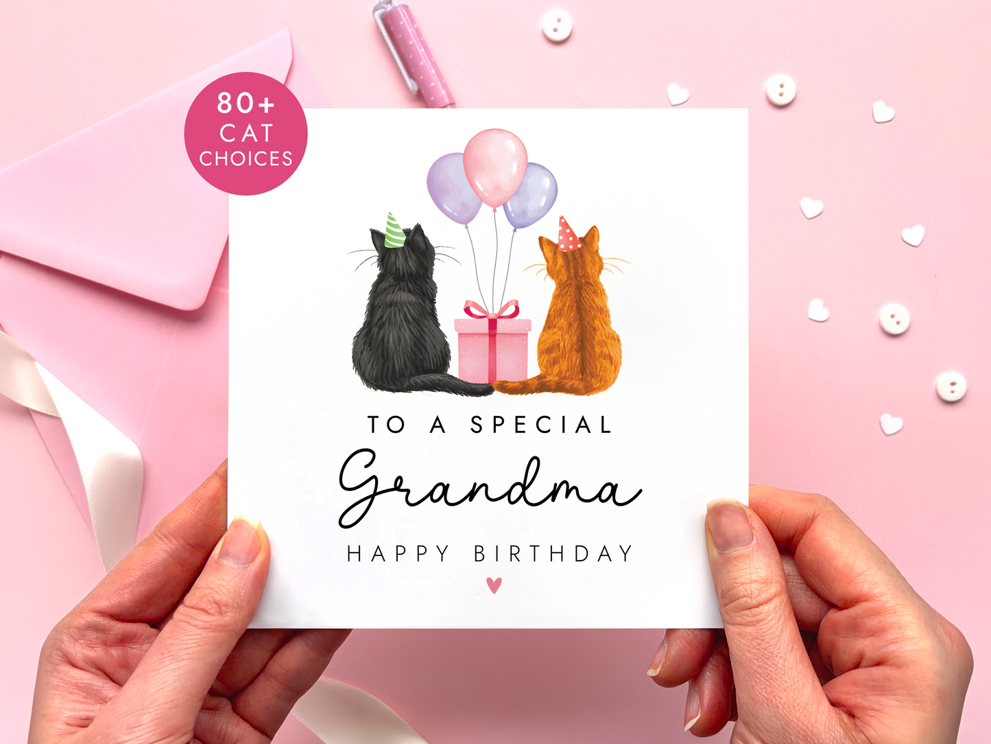 Personalised Cat Birthday Card for Grandma
