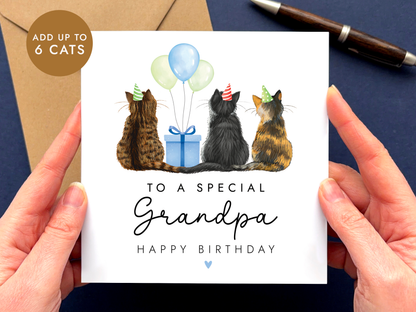 Personalised Cat Birthday Card for Grandad