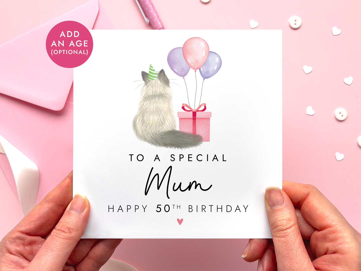 Personalised Cat Birthday Card for Mum