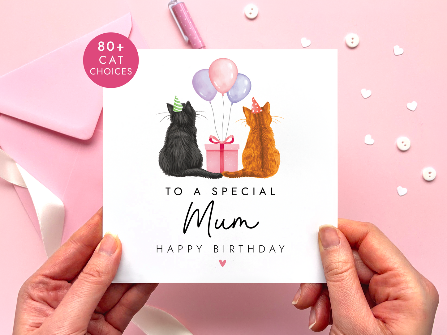 Personalised Cat Birthday Card for Mum