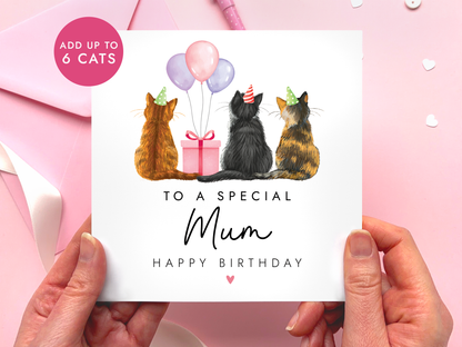 Personalised Cat Birthday Card for Mum