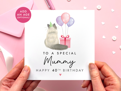 Personalised Cat Birthday Card for Mummy