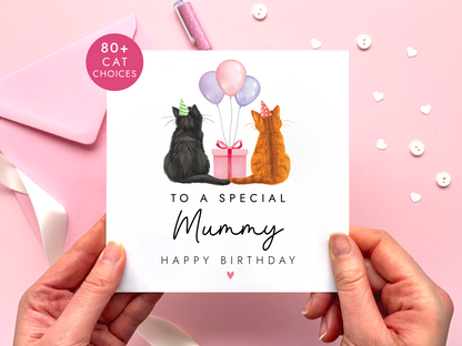 Personalised Cat Birthday Card for Mummy