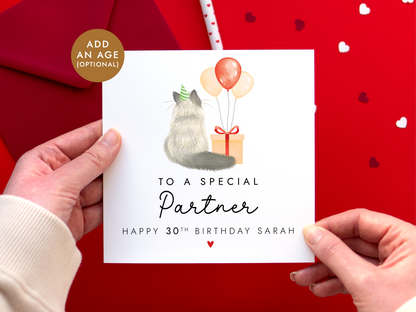 Personalised Cats Birthday Card for Partner