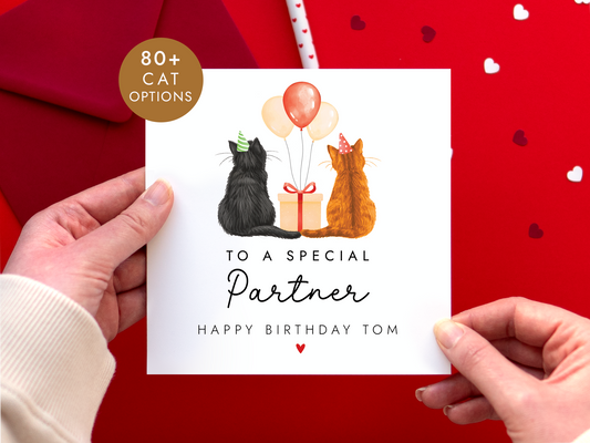 Personalised Cats Birthday Card for Partner