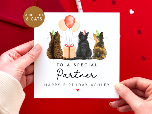 Personalised Cats Birthday Card for Partner