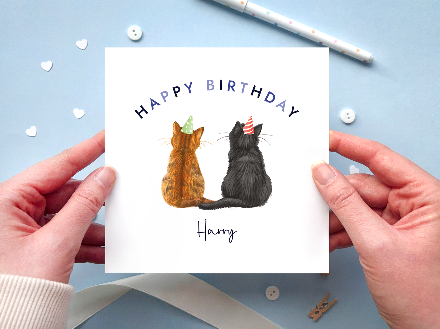 Personalised Cats Birthday Card for Him