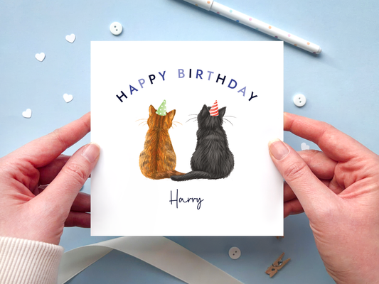 Personalised Cats Birthday Card for Him