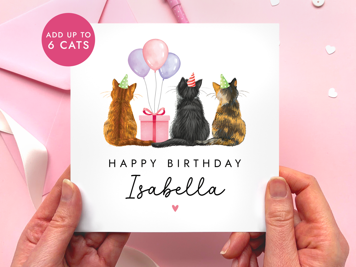 Personalised Cat Birthday Card for Her