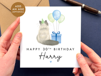 Personalised Cat Birthday Card for Him