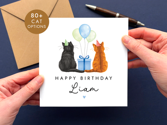 Personalised Cat Birthday Card for Him