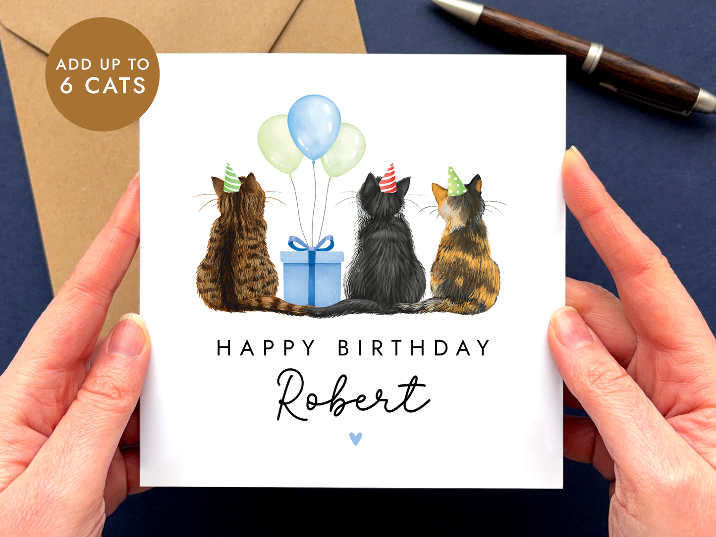 Personalised Cat Birthday Card for Him